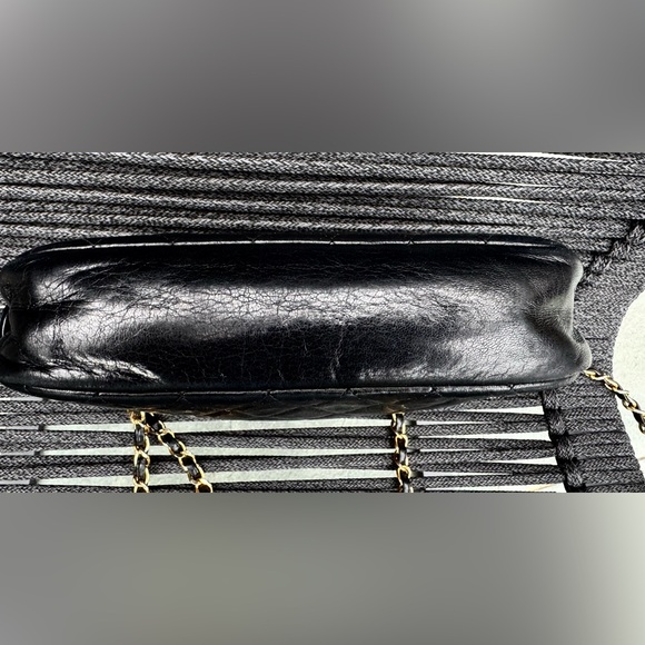 CHANEL Vintage Black Quilted Lambskin Leather Camera Bag -Gold Burgundy Shoulder - Picture 15 of 16